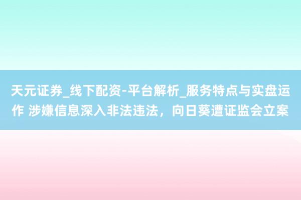 天元证券_线下配资-平台解析_服务特点与实盘运作 涉嫌信息深入非法违法，向日葵遭证监会立案